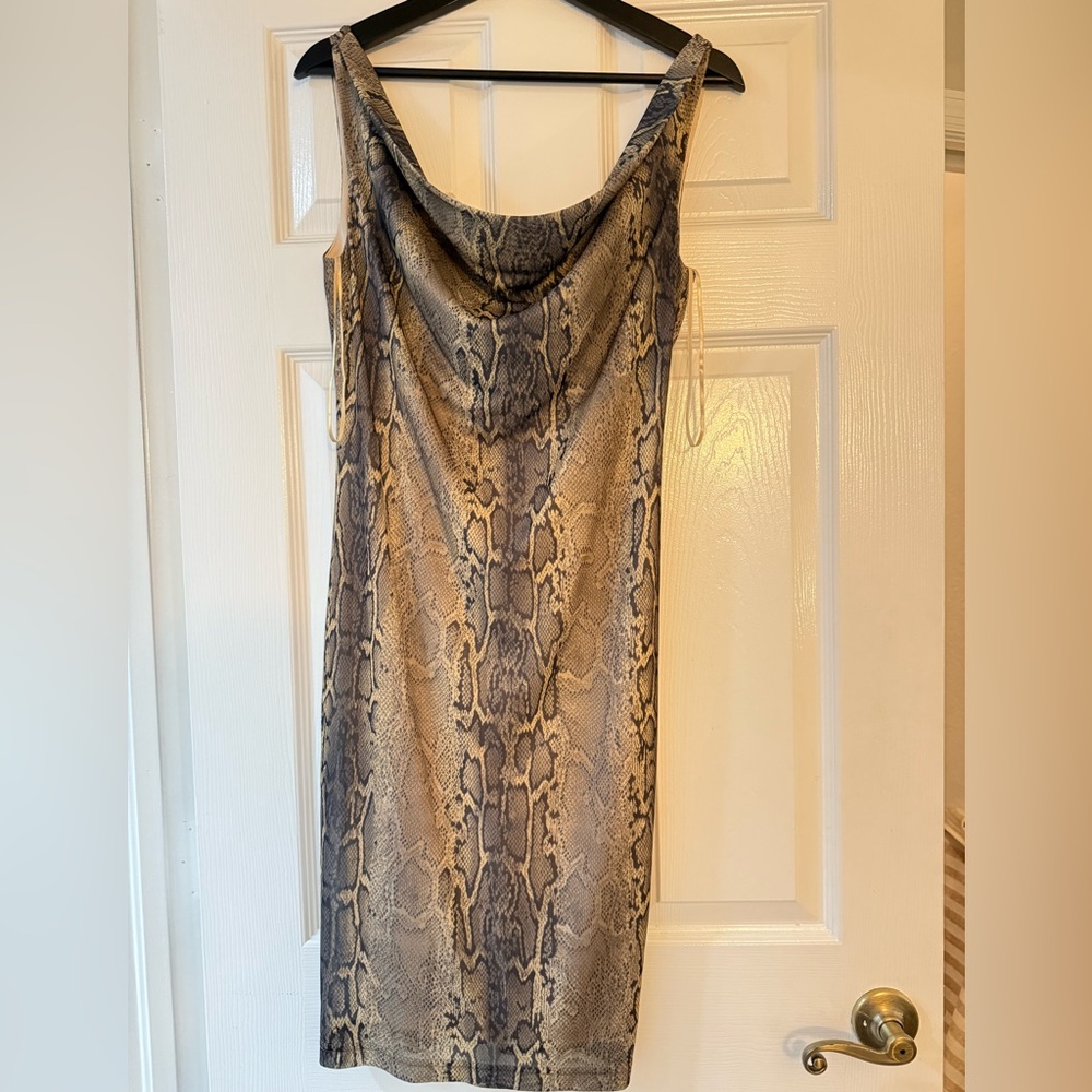 Georgiou Snake Print Cowl Midi Dress Size Medium